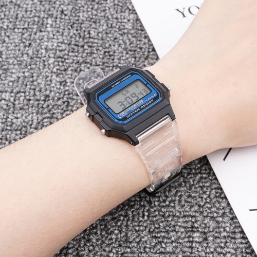 Купить Ремінець для Casio G-Shock F-84/94/105, F-91W, AE1300 Jelly Transparent Silver