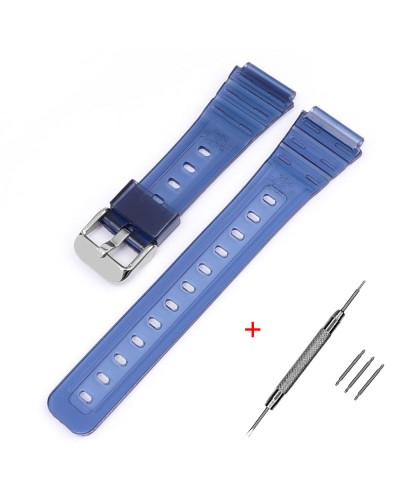 Купити Ремінець для Casio G-Shock F-84/94/105, F-91W, AE1300 Jelly Blue Silver