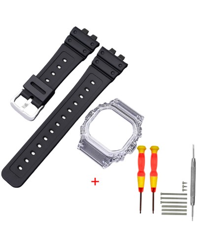 Купить Ремінець + безель (рант) для Casio G-Shock GMW-B5000 Black Transp SI