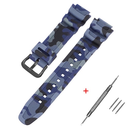 Купити Ремінець для Casio G-Shock AQ-S800/AE-1200 Camo Dark Blue BK полімерний темно-синій камуфляж