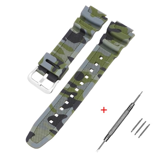 Купити Ремінець для годинника Casio G-Shock AQ-S800/AE-1200 Camo Green SL, полімерний, зелений камуфляж