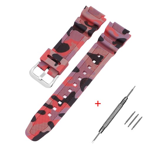 Купити Ремінець для годинника Casio G-Shock AQ-S800/AE-1200 Camo Red SL, полімерний червоний камуфляж