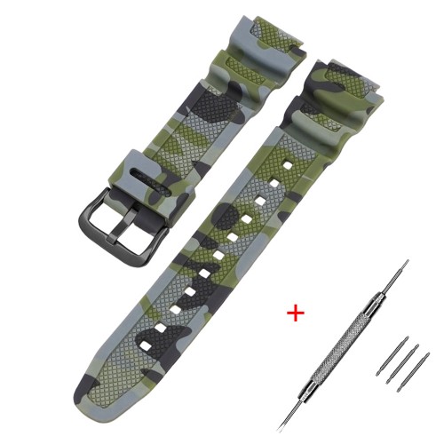 Купити Ремінець для годинника Casio G-Shock AQ-S800/AE-1200 Camo Green BK, полімерний, зелений камуфляж
