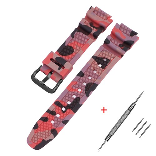Купити Ремінець для Casio G-Shock AQ-S800/AE-1200 Camo Red BK, червоний камуфляж полімерний