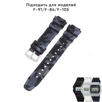 Ремінець Casio accessories для G-Shock AQ-S800 та AE-1200, чорний камуфляж, полімерний (1051-0979)