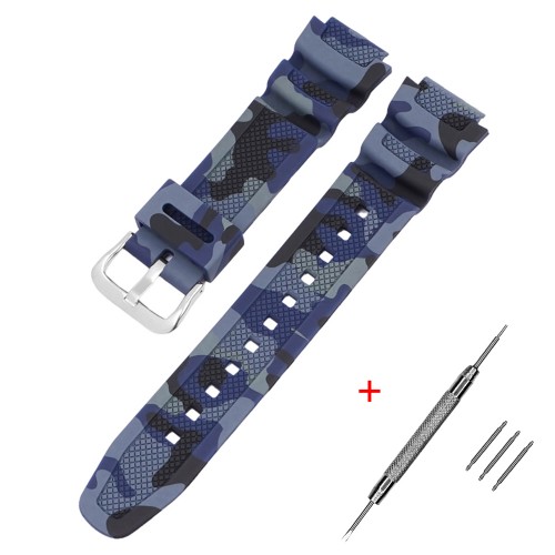 Купити Ремінець для Casio G-Shock AQ-S800/AE-1200 Camo Dark Blue SL полімерний темно-синій камуфляж