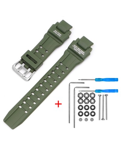 Купить Ремінець для Casio G-Shock GW-A1000/GW-4000/GA-1000 Army Green Silver