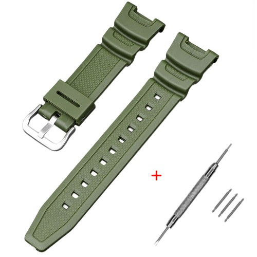 Купити Ремінець для годинника Casio SGW-100 Army Green SI полімерний зелений (1051-1050)