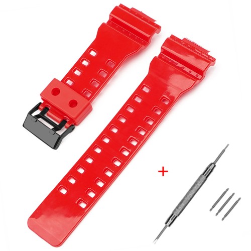 Купити Ремінець для годинника Casio G-Shock GA-100/110/120 Red-Glossy BK червоний полімерний 21.1 см