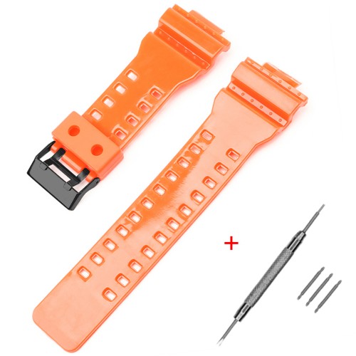 Купити Ремінець для Casio G-Shock GA-100/110/120 Orange-Glossy BK Помаранчевий Полімерний