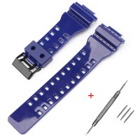 Ремінець для Casio G-Shock GA-100/110/120 Dark Blue-Glossy BK, темно-синій полімерний браслет