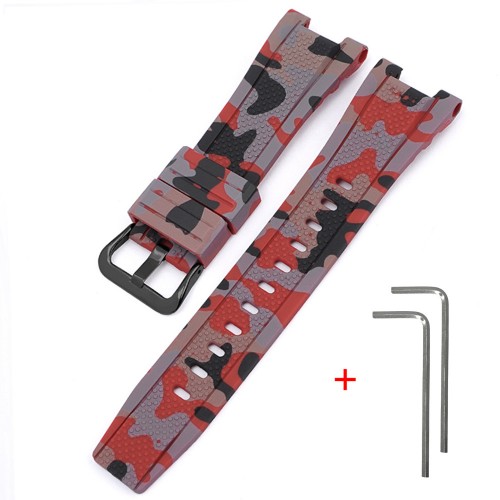 Купити Ремінець для Casio G-Shock GST-W300 Camo Red BK полімерний червоний камуфляж (1051-0963)