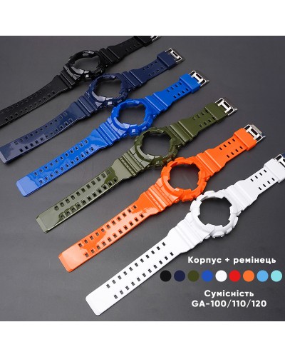Купити Ремінець + безель (рант) для Casio G-Shock GA-100 Black-Glossy SI