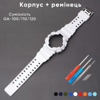 Ремінець та безель для годинника Casio G-Shock GA-100 Dark Blue-Glossy SI, темно-синій полімер