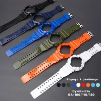 Ремінець та безель для годинника Casio G-Shock GA-100 Dark Blue-Glossy SI, темно-синій полімер