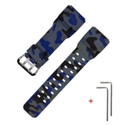 Купити Ремінець для Casio G-Shock GG-1000/GWG-100/GSG-100 Camo Blue SI поліуретановий темно-синій камуфляж