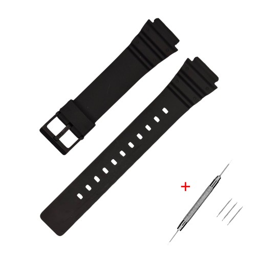 Купити Ремінець для Casio MRW-200H 18mm All Black поліуретановий чорний (SKU: 1051-0863)