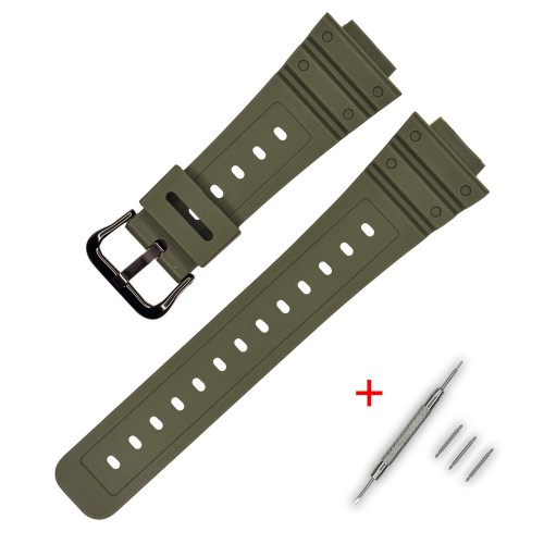 Купити Ремінець для Casio G-Shock DW-5600 Army Green BK полімерний зелений (1051-1011)