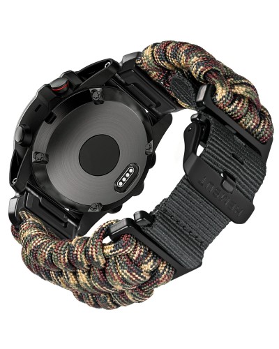 Купить Ремінець для годинника Hemsut HGA145 Rugged Paracord Garmin Camo Green 22 mm