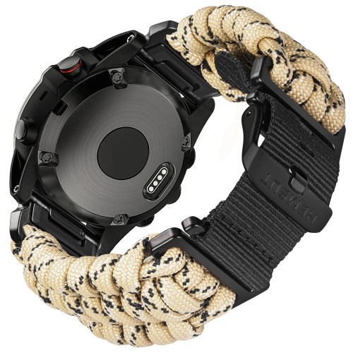 Купити Ремінець Hemsut HGA145 Rugged Paracord Garmin Khaki 22 mm з паракорду кольору хакі