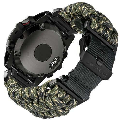 Купити Ремінець Hemsut HGA145 Rugged Paracord Garmin Army Green 22 mm з паракорду