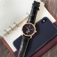 Чоловічий механічний годинник Forsining 8214 Gold-Black з автопідзаводом та шкіряним ремінцем