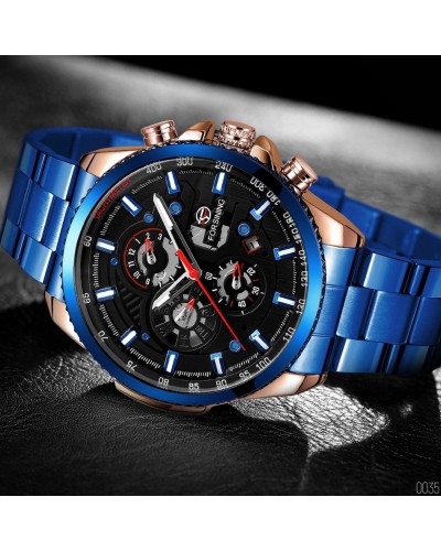 Купить Forsining 6909 Blue-Cuprum-Black