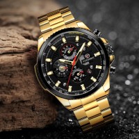 Чоловічий механічний годинник Forsining 6909 Gold-Black з автопідзаводом та календарем