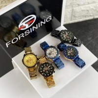 Чоловічий механічний годинник Forsining 6909 Gold-Black з автопідзаводом та календарем