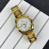 Чоловічий механічний годинник Forsining 6917 Gold-White з автопідзаводом та сталевим браслетом