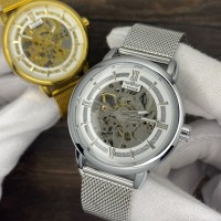 Чоловічий механічний годинник Forsining 8173 Silver-White Steel з автопідзаводом та сталевим браслетом