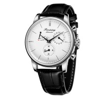 Жіночий механічний годинник Forsining 6916 Silver-White з автопідзаводом та шкіряним ремінцем