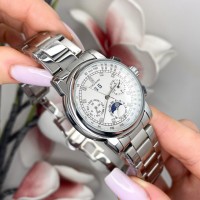 Жіночий механічний годинник Forsining 6918 Silver-White з автопідзаводом та сталевим браслетом
