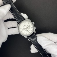 Чоловічий механічний годинник Forsining 6625 Silver-White Leather з автопідзаводом та тахіметром