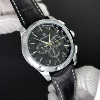 Чоловічий механічний годинник Forsining 6625 Silver-White Leather з автопідзаводом та тахіметром