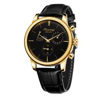 Чоловічий механічний годинник Forsining 6916 Gold-Black з автопідзаводом та індикатором заряду