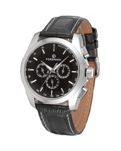 Купити Forsining 6625 Silver-Black Leather Купити Forsining 6625 Silver-Black Leather