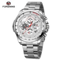 Чоловічий механічний годинник Forsining 6909 Silver-White з автопідзаводом та календарем