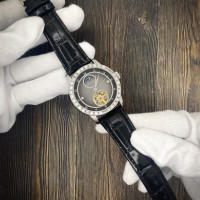 Чоловічий механічний годинник Forsining 8257 Silver-Black з автопідзаводом та шкіряним ремінцем