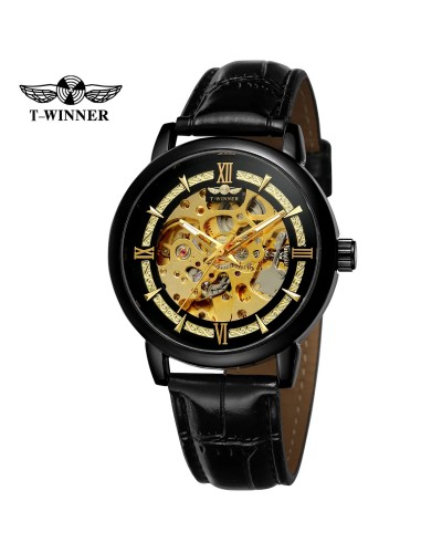 Купити Forsining 8173 All Black-Gold Leather Купити Forsining 8173 All Black-Gold Leather