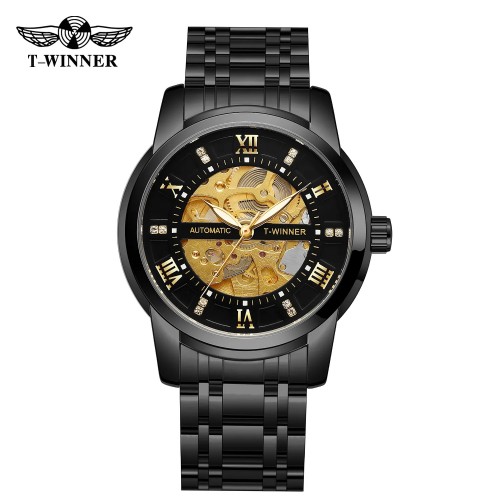 Купити Чоловічий механічний годинник Forsining 8241 All Black Steel з автопідзаводом та сталевим браслетом