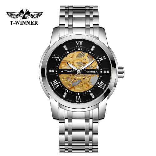 Купити Чоловічий механічний годинник Forsining 8241 Silver-Black з автопідзаводом та сталевим браслетом