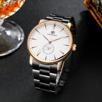 Чоловічий механічний годинник Forsining 8214 Rose Gold-White з автопідзаводом та люмінесцентною підсвіткою