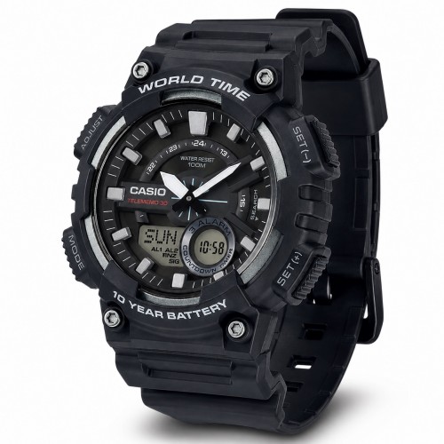 Купити Чоловічий годинник Casio AEQ-110W-1A – спортивна модель зі стрілково-електронним циферблатом та захистом 10 ATM