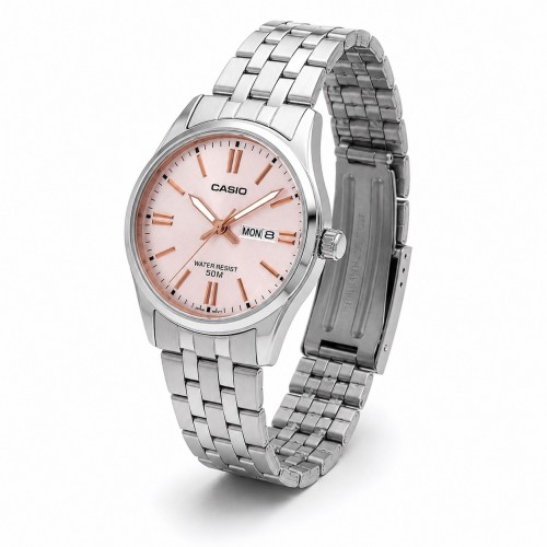 Купити Жіночий годинник Casio LTP-1335D-4A Classic з рожевим циферблатом та сталевим браслетом