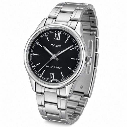 Купити Жіночий годинник Casio LTP-V005D-1B2 Classic — Сріблястий браслет та Чорний циферблат