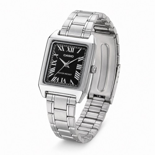 Купити Жіночий годинник Casio LTP-V007D-1B класичний кварцовий зі сталевим браслетом та чорним циферблатом