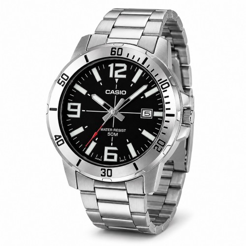 Купити Чоловічий годинник Casio MTP-VD01D-1B з мінеральним склом та сталевим браслетом