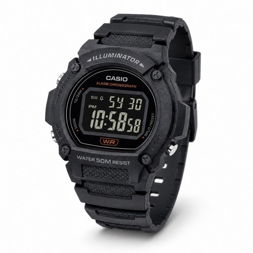 Купити Чоловічий годинник Casio W-219H-8B спортивний електронний з водозахистом 5 ATM