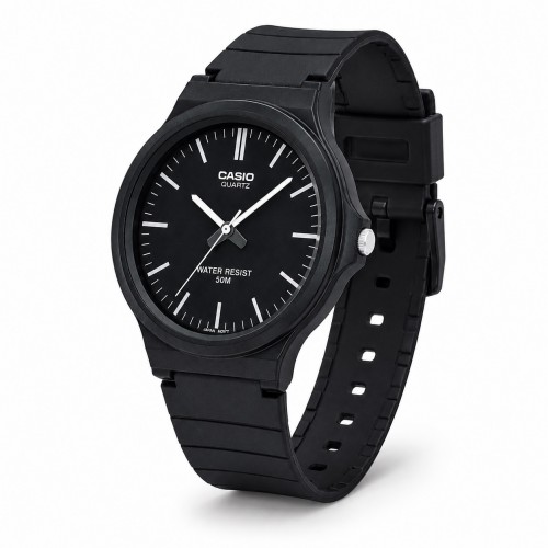 Купити Чоловічий годинник Casio MW-240-1E кварцовий у чорному кольорі з водозахистом 5 ATM